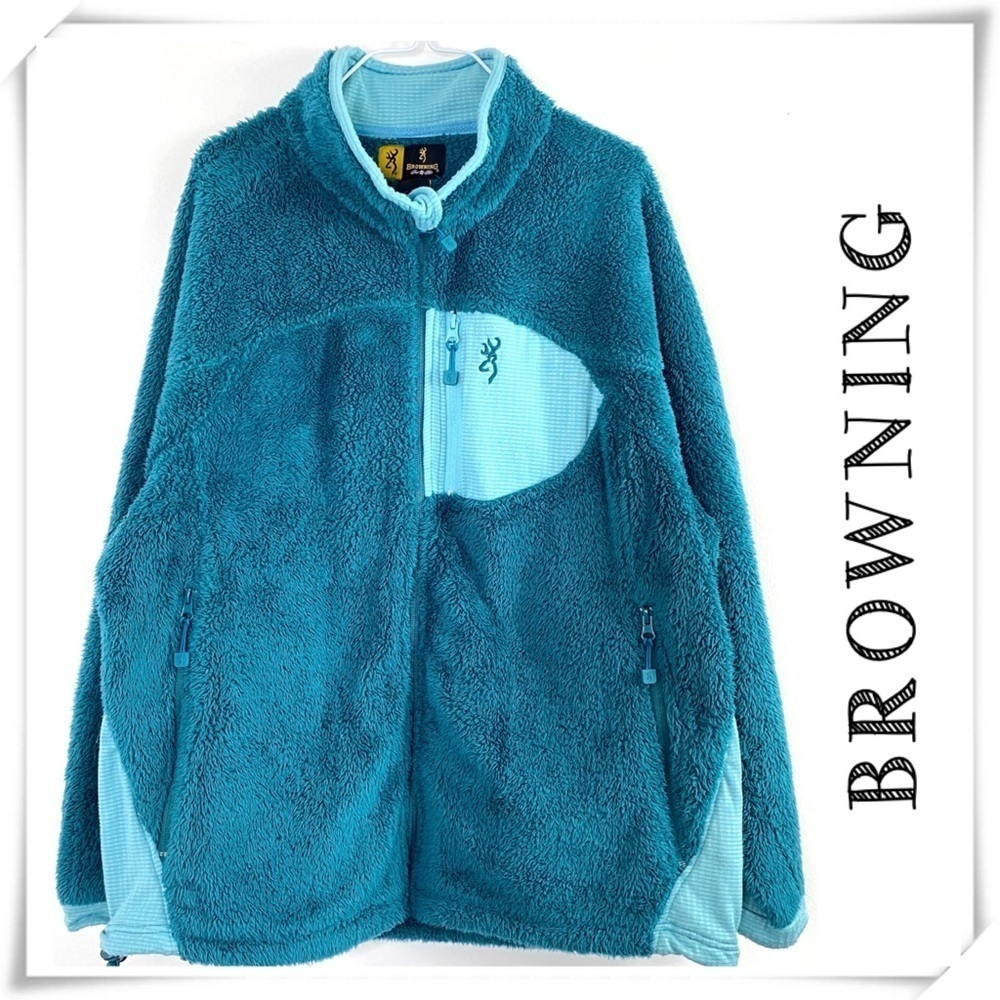 Browning Rare Pile Fleece Zip Jacket Teal Green